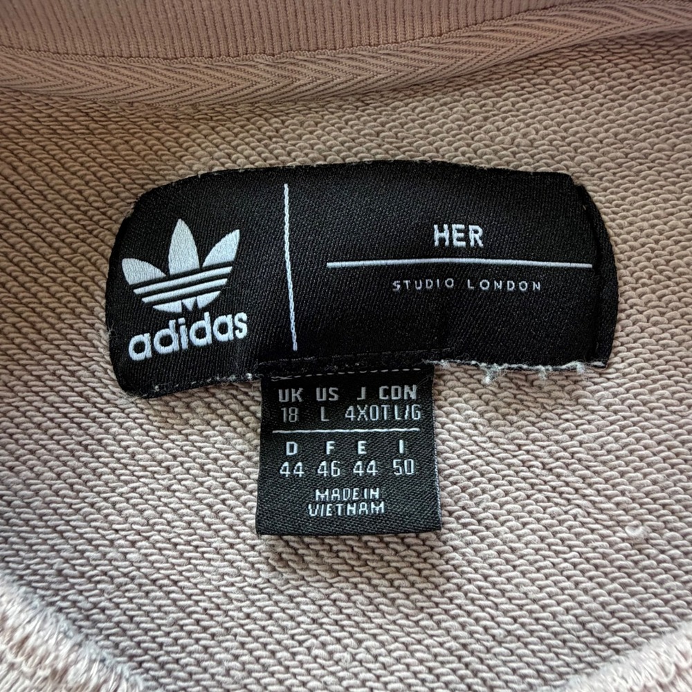 Adidas HER Studio London Leopard Print Cropped Sweatshirt Pink Trefoil Large - Picture 2 of 13